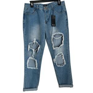 NWT Nasty Gal Izzy Cloudy Wash Mom Jean Women's 8